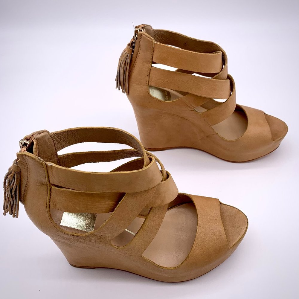 DOLCE VITA Jade Nude X-Cross Leather Platform Sz 6